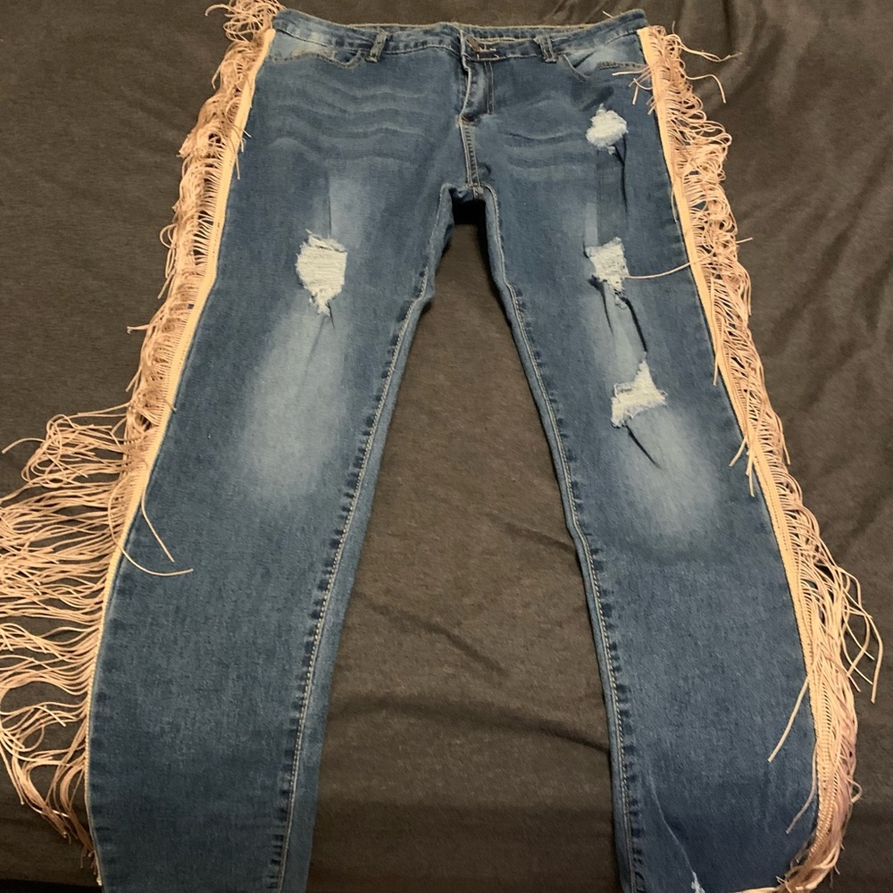 Fringe denim Nashville jeans size L